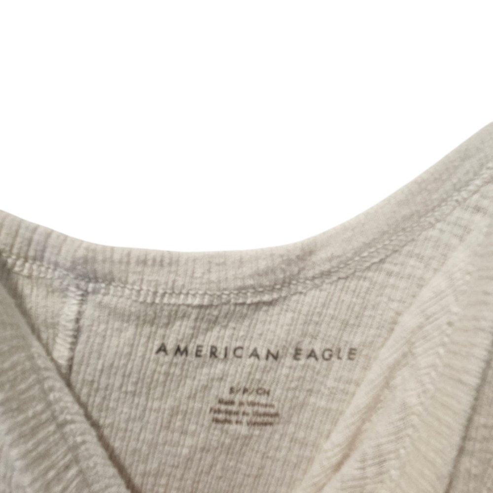 American Eagle Henly Tank Womans size Small cream flowy lettuce hem buttons - Picture 4 of 7